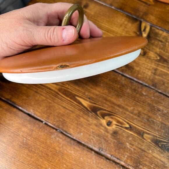 Vintage Kraftware Ice Bucket Brass Ring Handles Faux Leather Mid-Century Barware - Picture 6 of 12